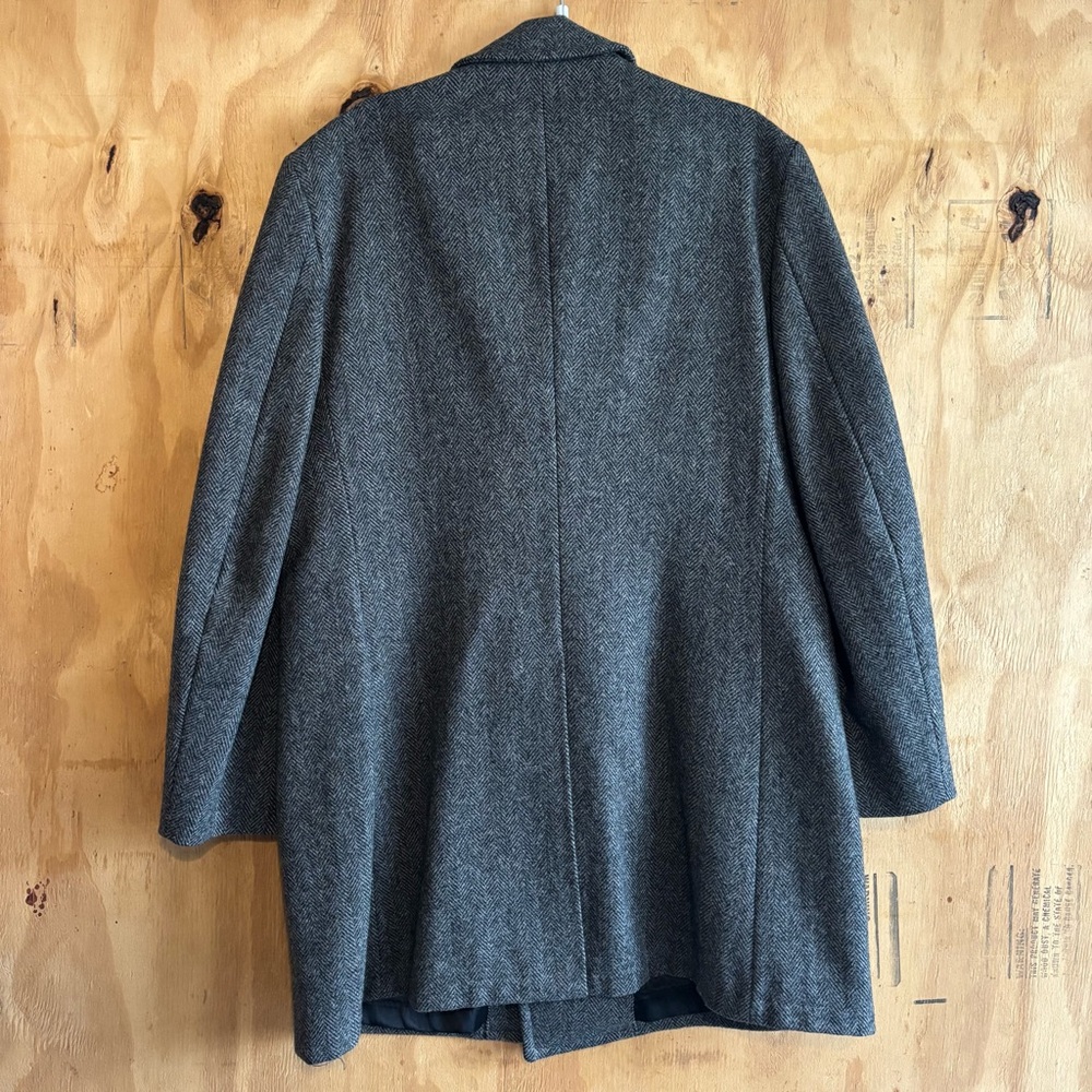 Vintage Stratojac Double Breasted Herringbone Grey Wool Blend Peacoat Jacket 44 - Picture 4 of 7